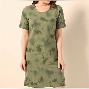 Pact Green Mini/Midi Organic Cotton T-Shirt Style Tie Dye Casual Dress Sz XL